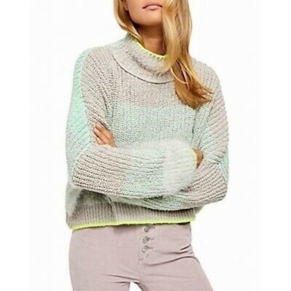 Free People Mock Neck Crop Sweater